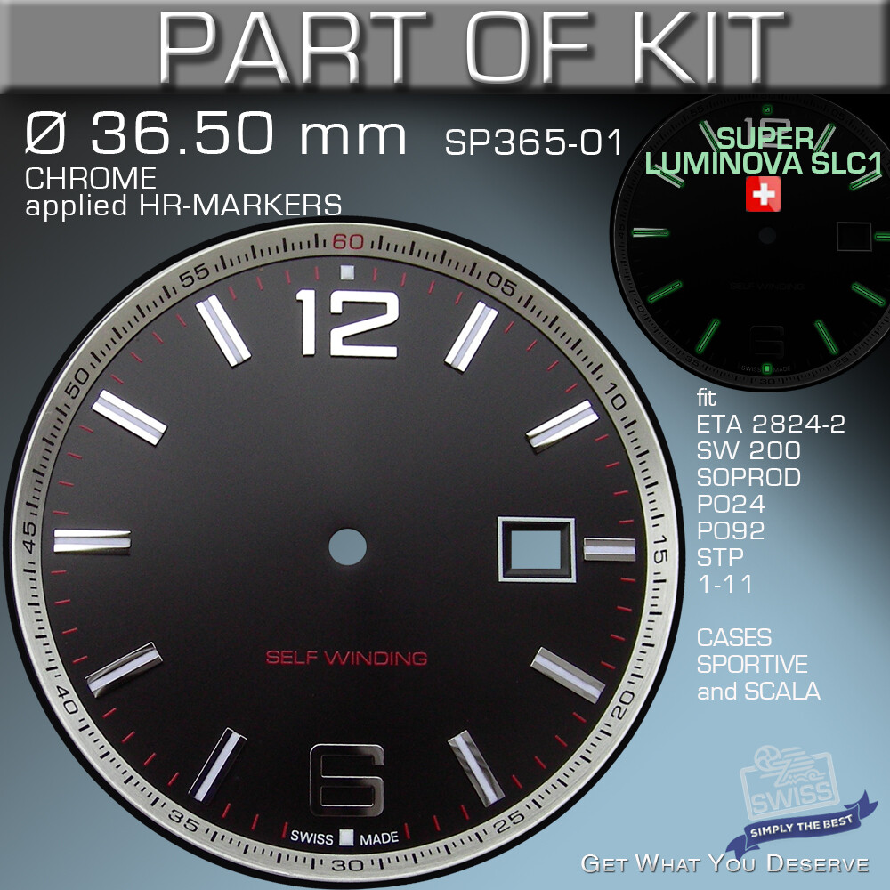 DO IT YOURSELF KIT 2: SPORTIVE CASE 40MM, DIAL, HANDS, fit ETA 2824, SW200