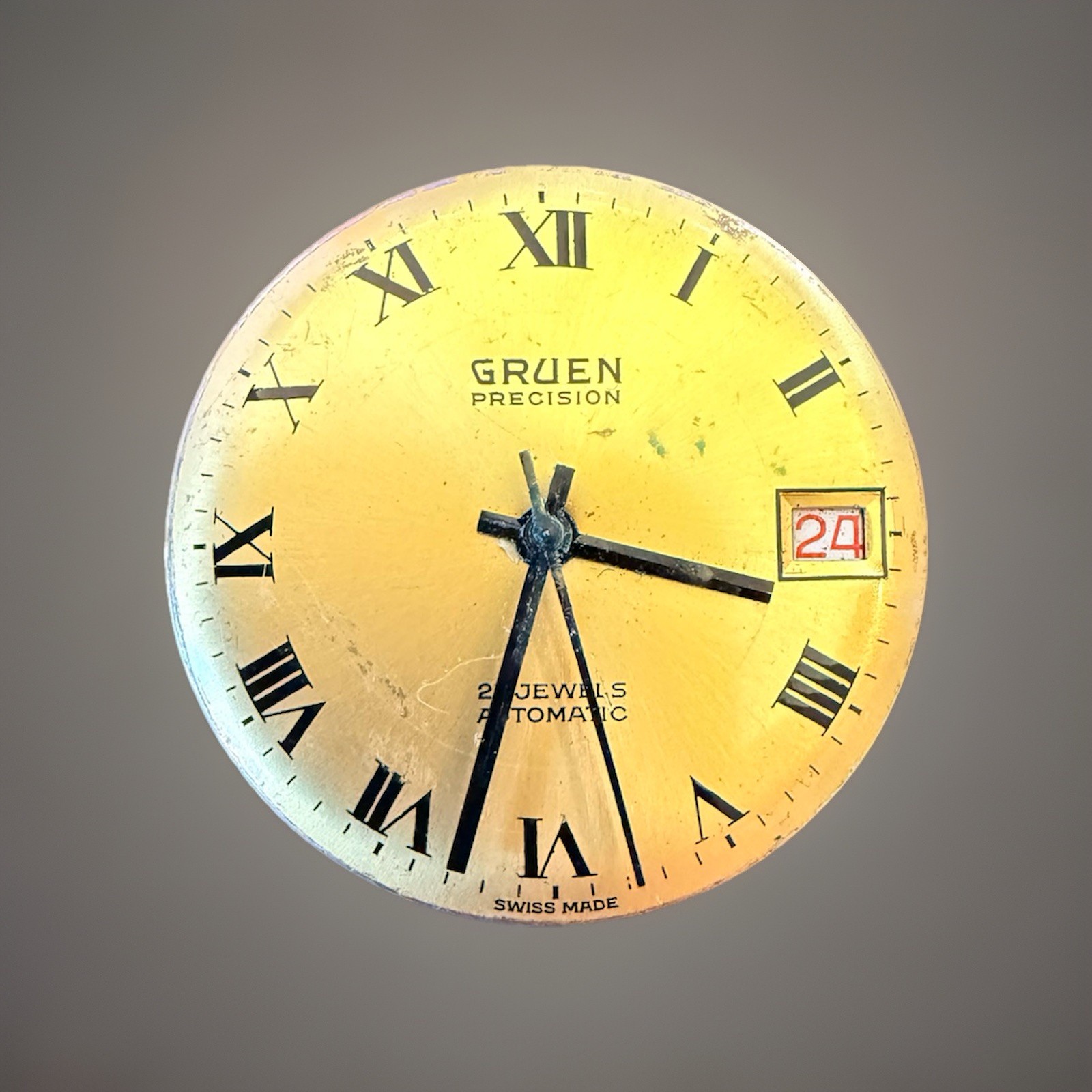 Vintage Gruen Cal 2063 Automatic 26mm Movement 25J Runs Stops Parts