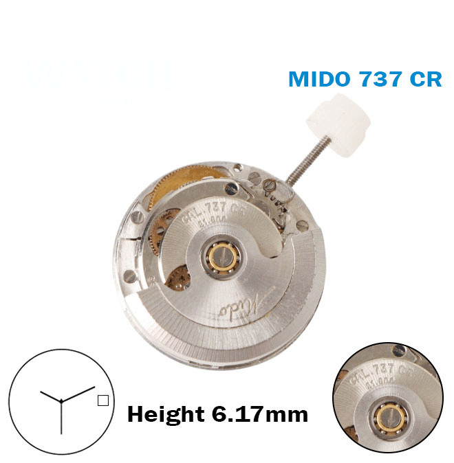MIDO 737 CR-Automatic Movement-17 Jewels-H:6.17mm-Gold Disk At 3-3 Hands