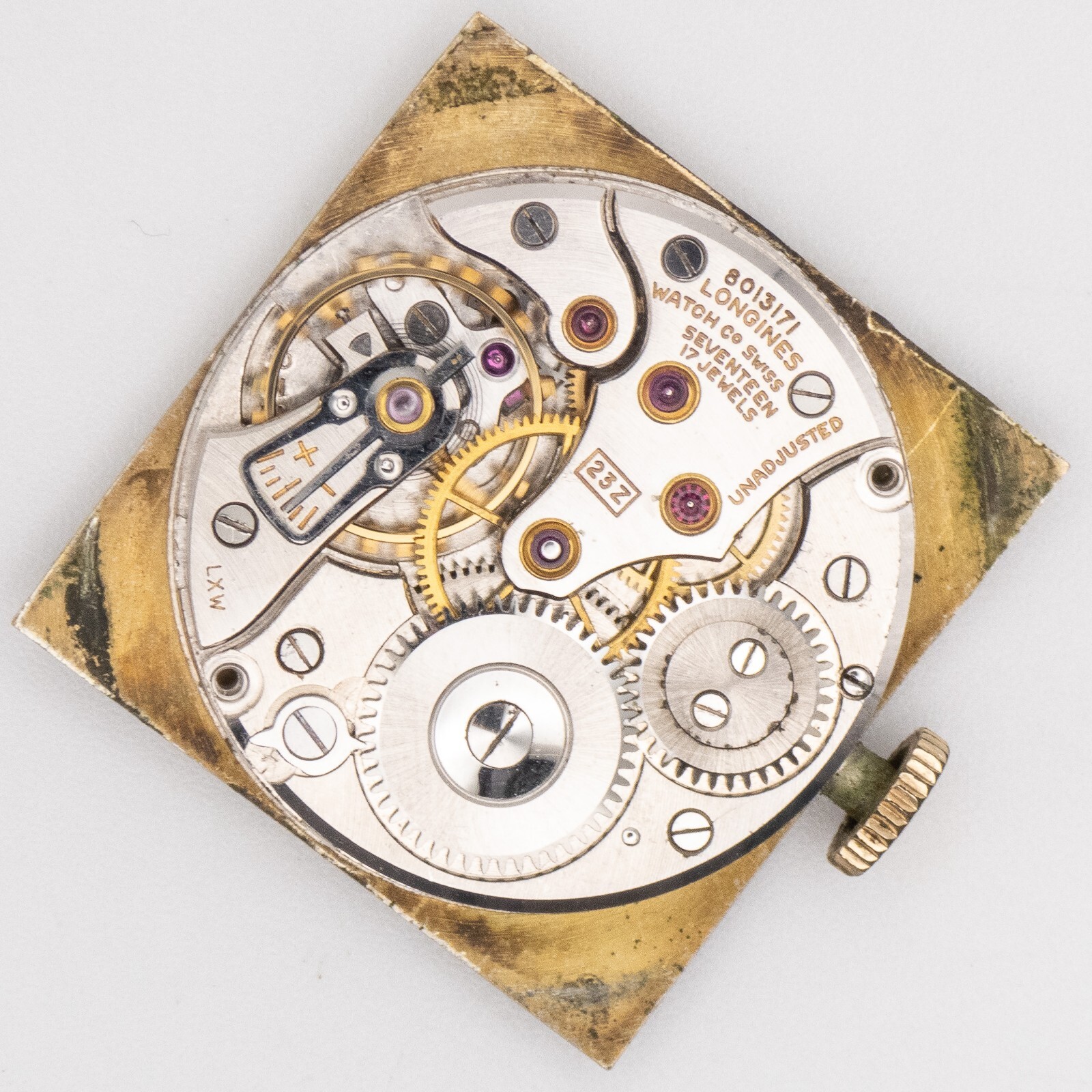 Vintage Longines Caliber 23Z 17-Jewel Wristwatch Movement, Ticks a Bit