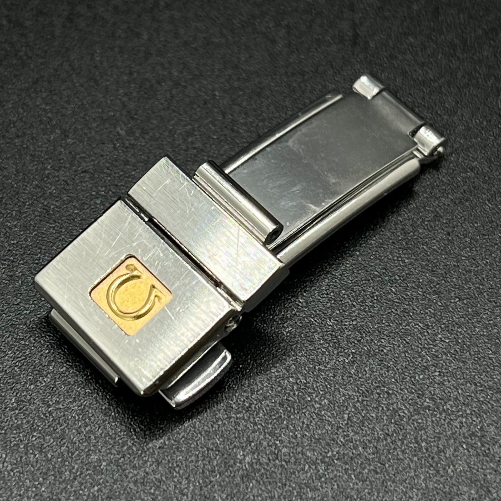 Authentic OMEGA Deployant Clasp 6104/465 Stainless Steel 18K Solid Gold Logo 12m