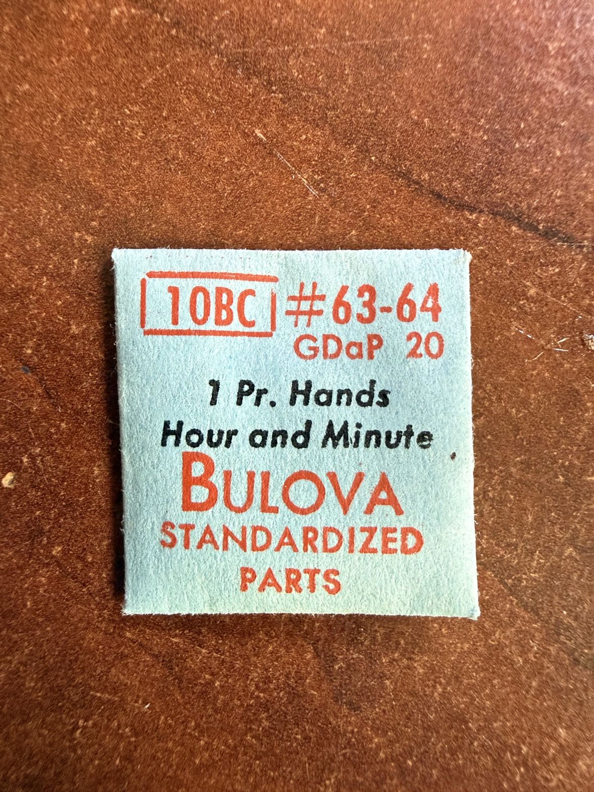Bulova 10BC #63-64 Hands Pair Hour & Minute GDaP20 NOS Watch Hands