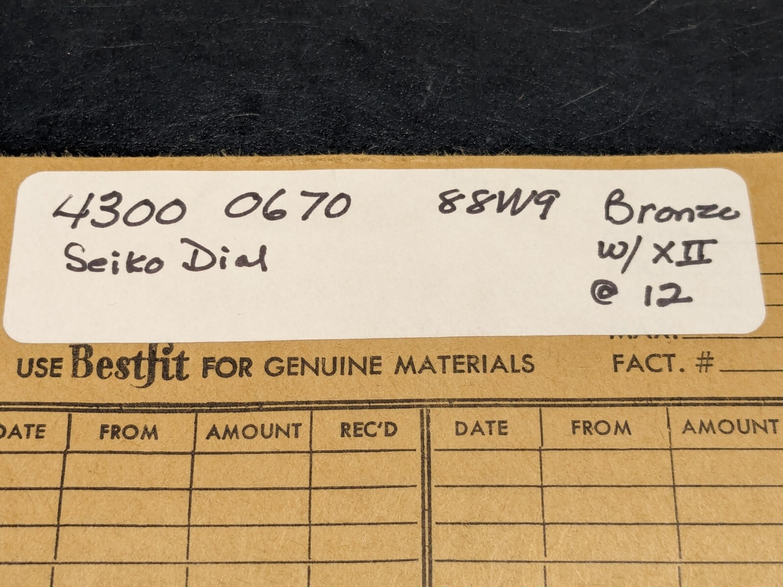 NEW SEIKO 4300-0670 21mm Watch Dial – Bronze with XII @ 12 Position