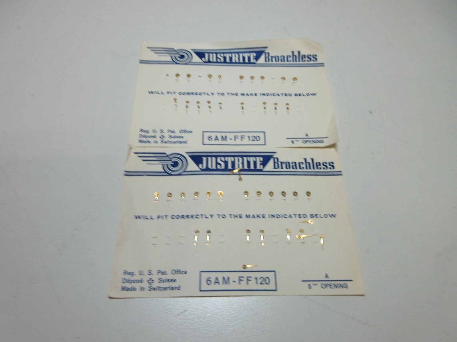 JUSTRITE WATCH HANDS 6 AM FF120 WATCHMAKER REPLACEMENT PARTS #243