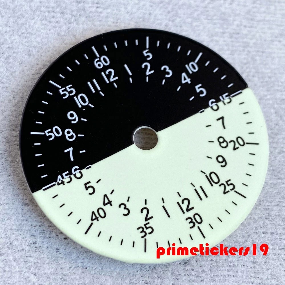 29mm Automatic GMT NH34 Watch Dial Two Tone Face+Hands Set Green Lume Accessory