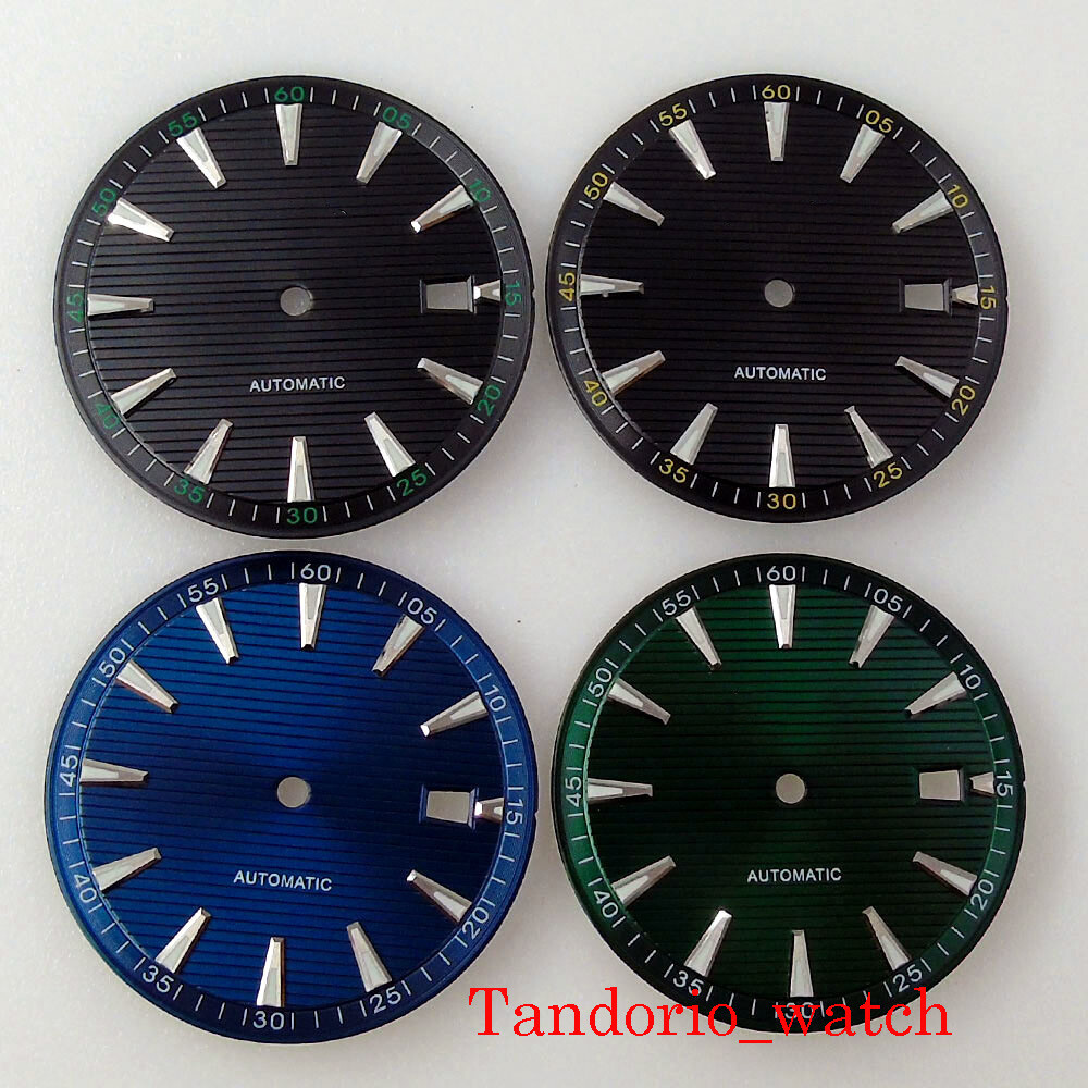 33.2mm Black Blue Green Sterile Watch Dial Fit NH35 NH36 Date Window Watch Parts