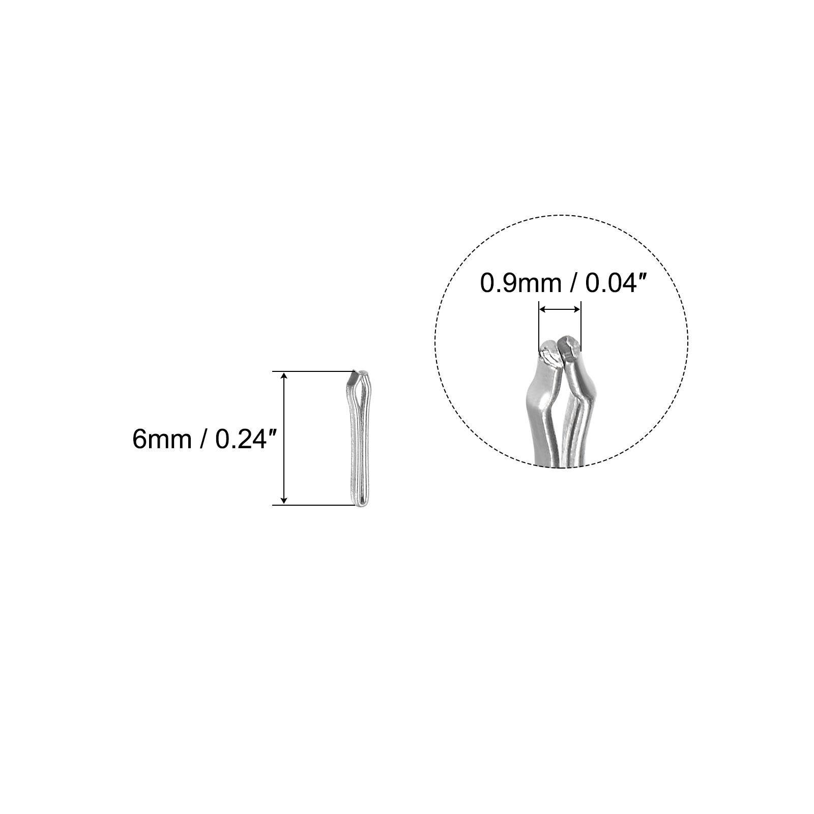 15Pcs 6mm Watch Band Link Cotter Pin, Stainless Steel 0.9mm Dia. Silver Tone
