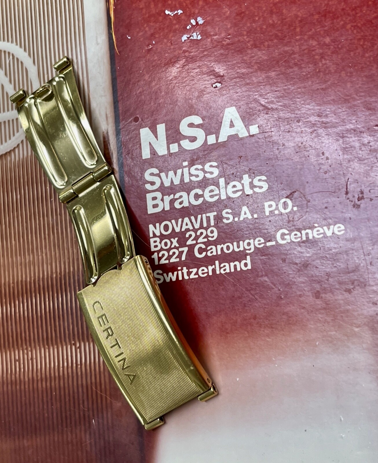 Vintage Certina NSA watch bracelet clasp New Old Stock 10mm opening yellow gold