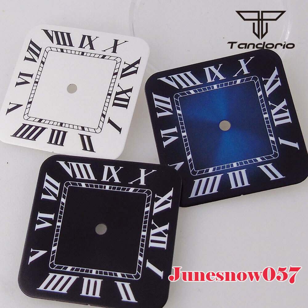 Tandorio Blue White Roman Dial Men Watch 38mm Square Case Hand Set Fit NH36 NH35