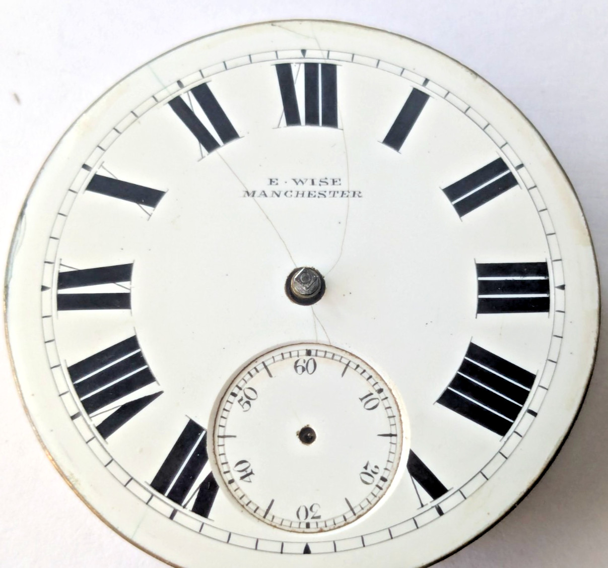 Antique E. Wise Manchester English Pocket Watch Movement Parts/Repair 49.9mm 28