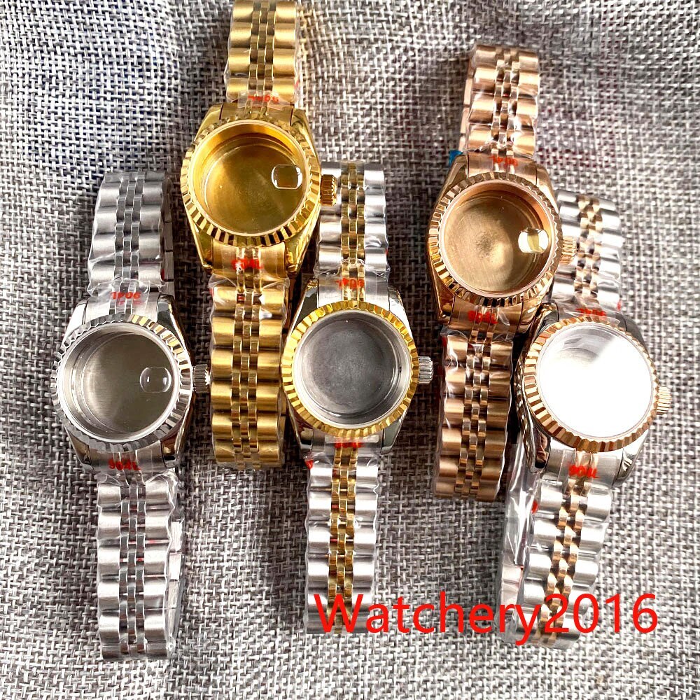 26mm Rose Gold Plated Two Tone Coin Bezel Small Women Watch Case Fit NH05 NH06