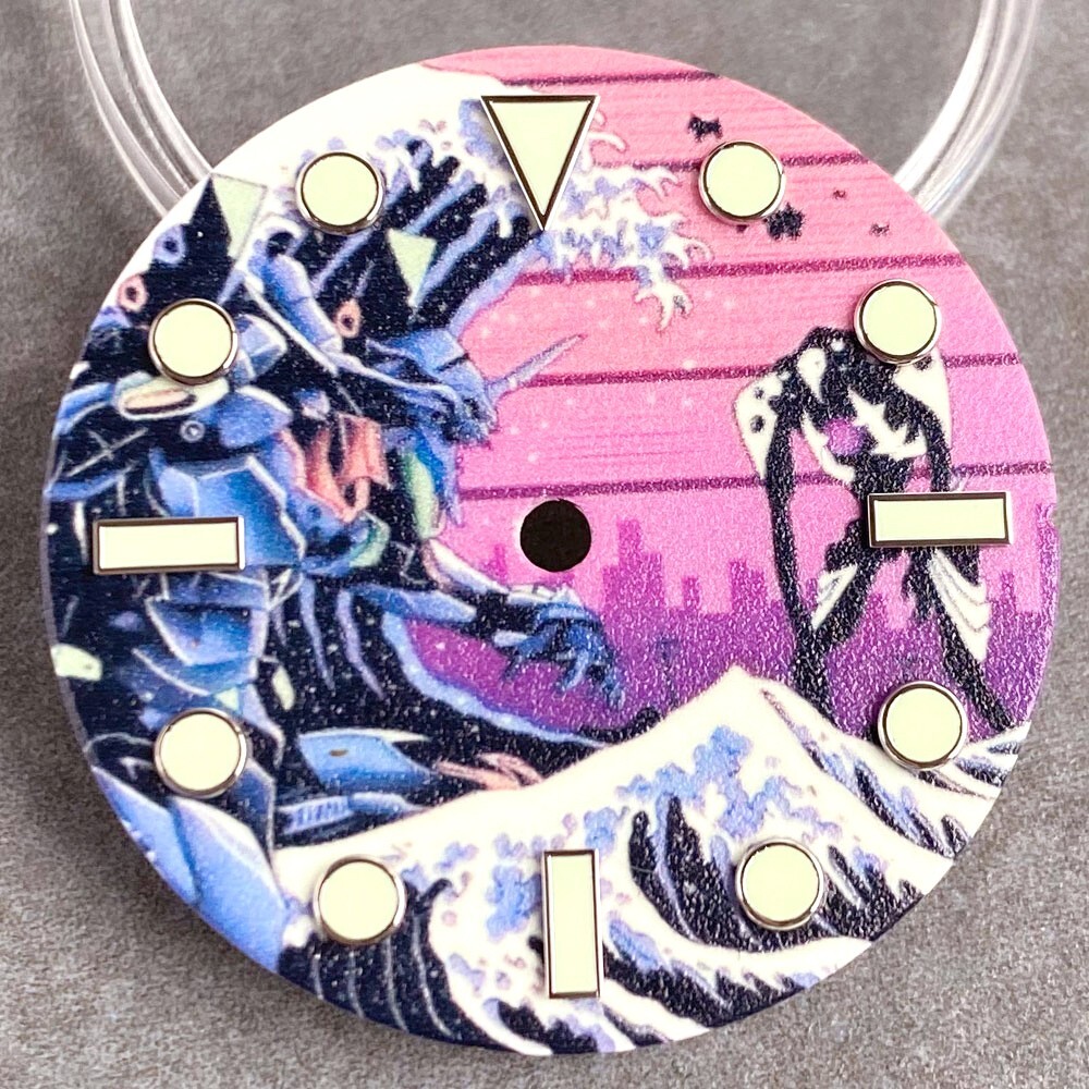 28.5mm Full Lume Creative Surfing Dial for Kanagawa Watch Dial NH35 NH38 PT5000
