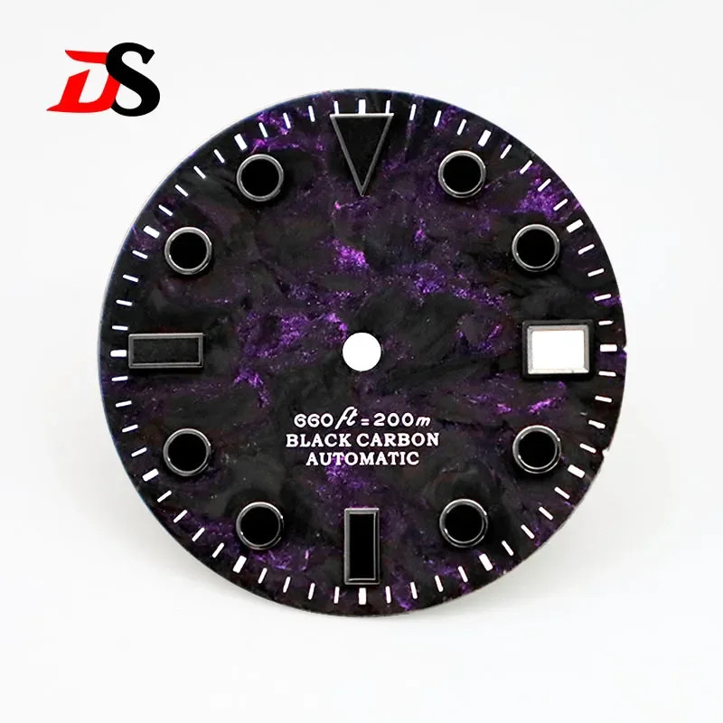 Lava Carbon Fiber Dial Black Lume 28.5mm Dial for NH35 Movement