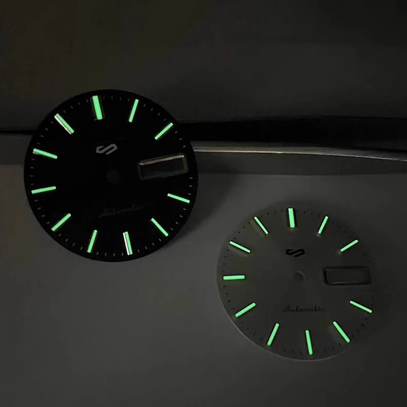 NH35 Watch Dial 28.5mm Double Calendar Luminous Sunray NH36 Movement Mod