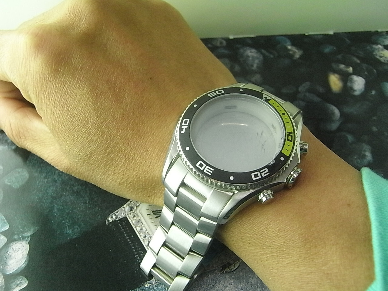 Defective NOS 40MM ESQ BY MOVADO DIVER CASE WITH 22MM SS WATCH BAND BRACELET