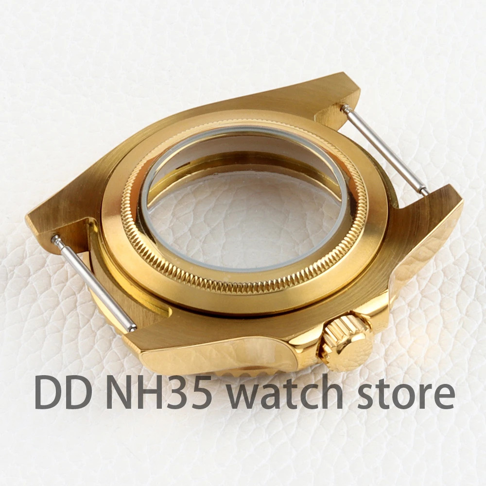 Gold Watch Case 40mm for Submariner Style NH34 NH35 NH36 movement Sapphire Glass