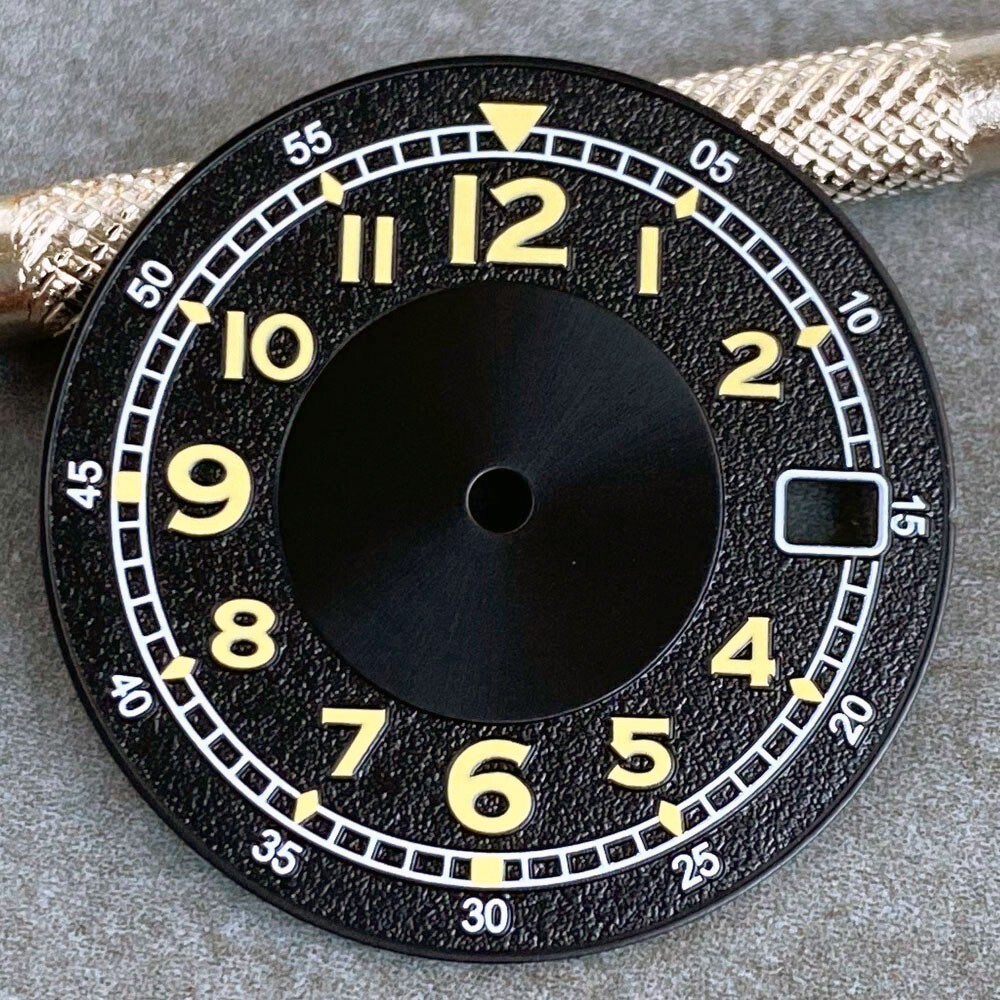 29mm Black Green Texture Super Luminous Dial + Hand Fit NH35A NH36A Mens Watch