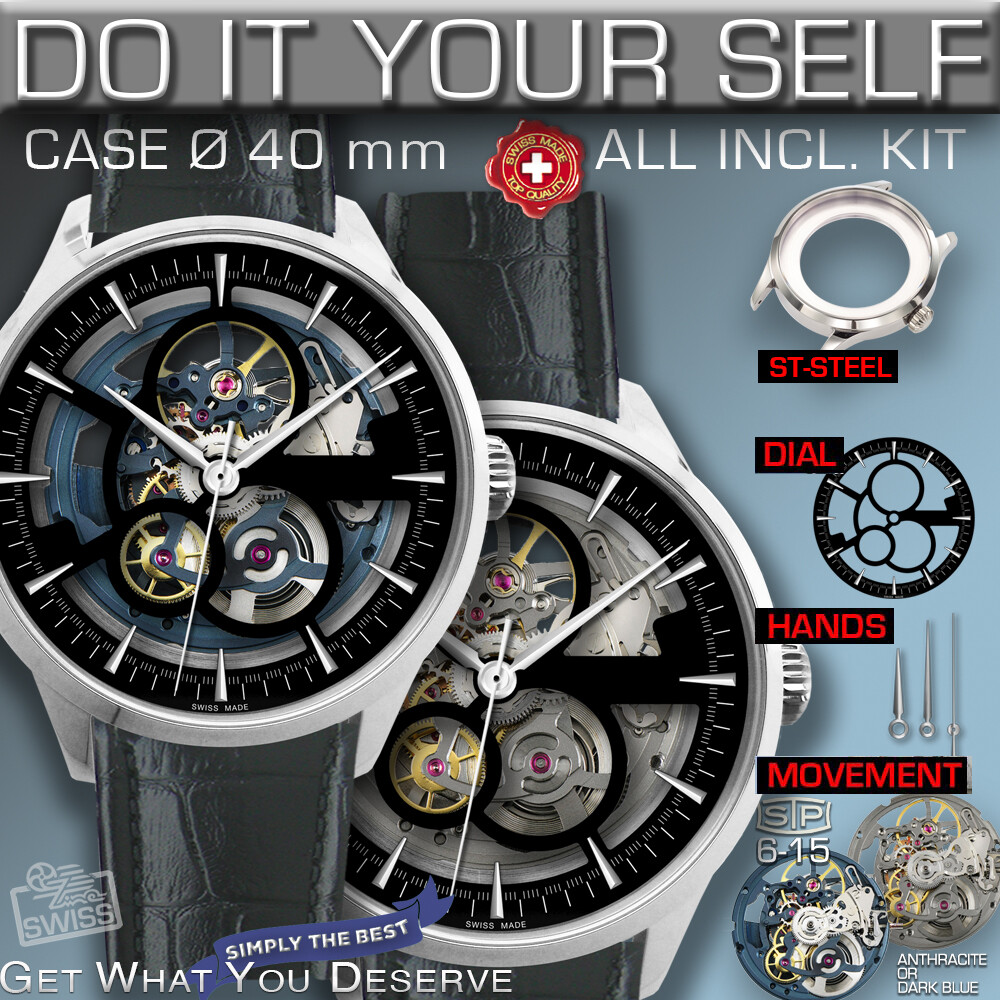 DO IT YOURSELF KIT: SCALA 40 MM Ø, 50M , CASE-SKEL-DIAl-HANDS-SKEL-MOV. STP 6-15