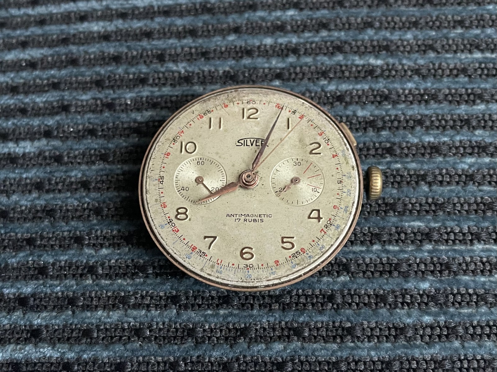 Vintage SILVER Chronographe Swiss Watch 17 Jewels movement Landeron 48