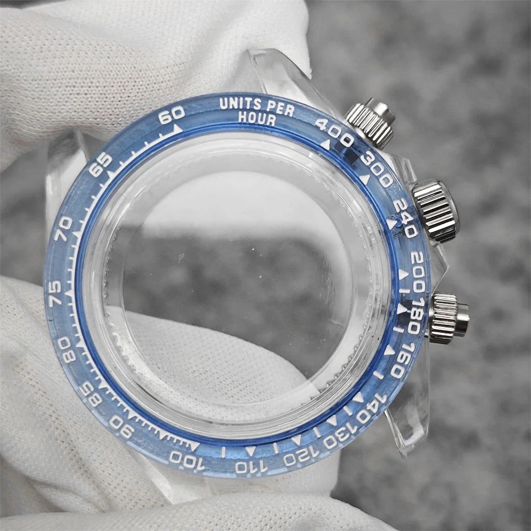 39mm Transparent Acrylic Watch Case 20mm Watch Bands Set 29.5mm Dial for VK63