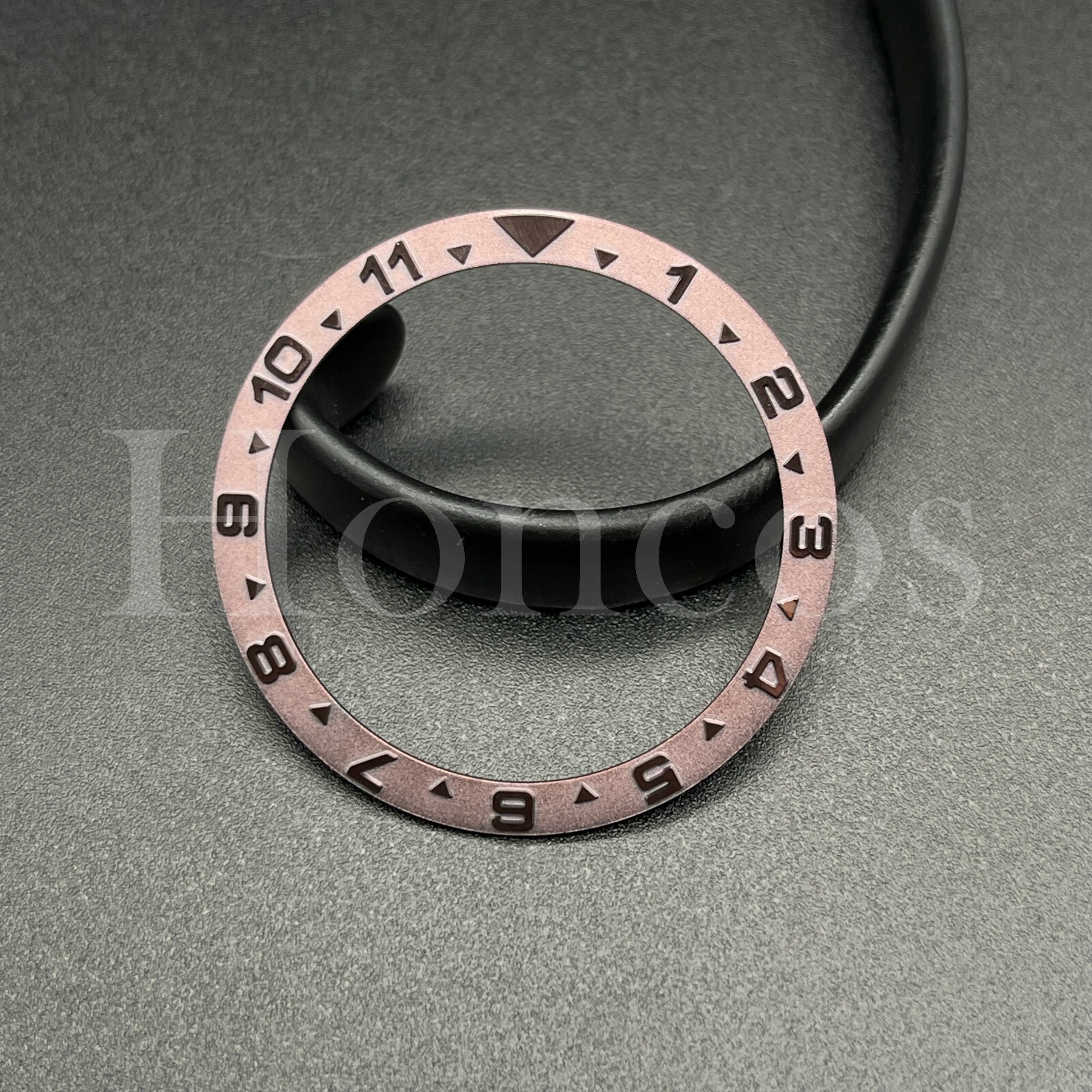 Custom Watch Replacement Parts Brown Metal Bezel Insert Flat Base Fits For Seiko