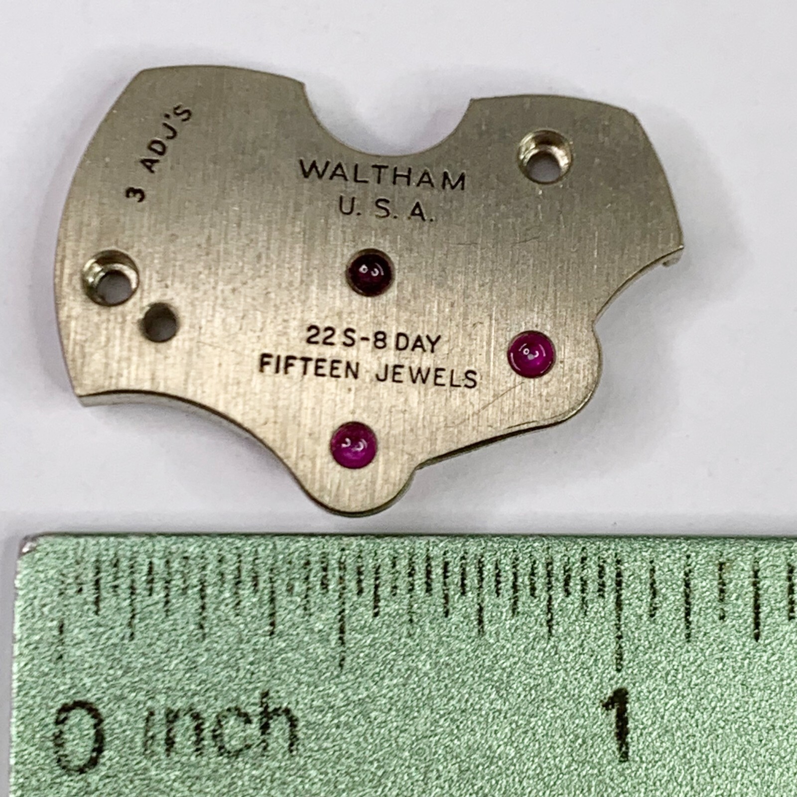 Waltham 22s 8 Day 15 Fifteen Jewels Pocket Watch Plate 3 Adj’s Repair Watchmaker