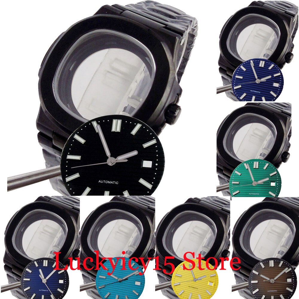 40MM Fit NH35A NH36A MIYOTA82-DG2813 ETA 2836 2824 Black PVD Square Watch Case