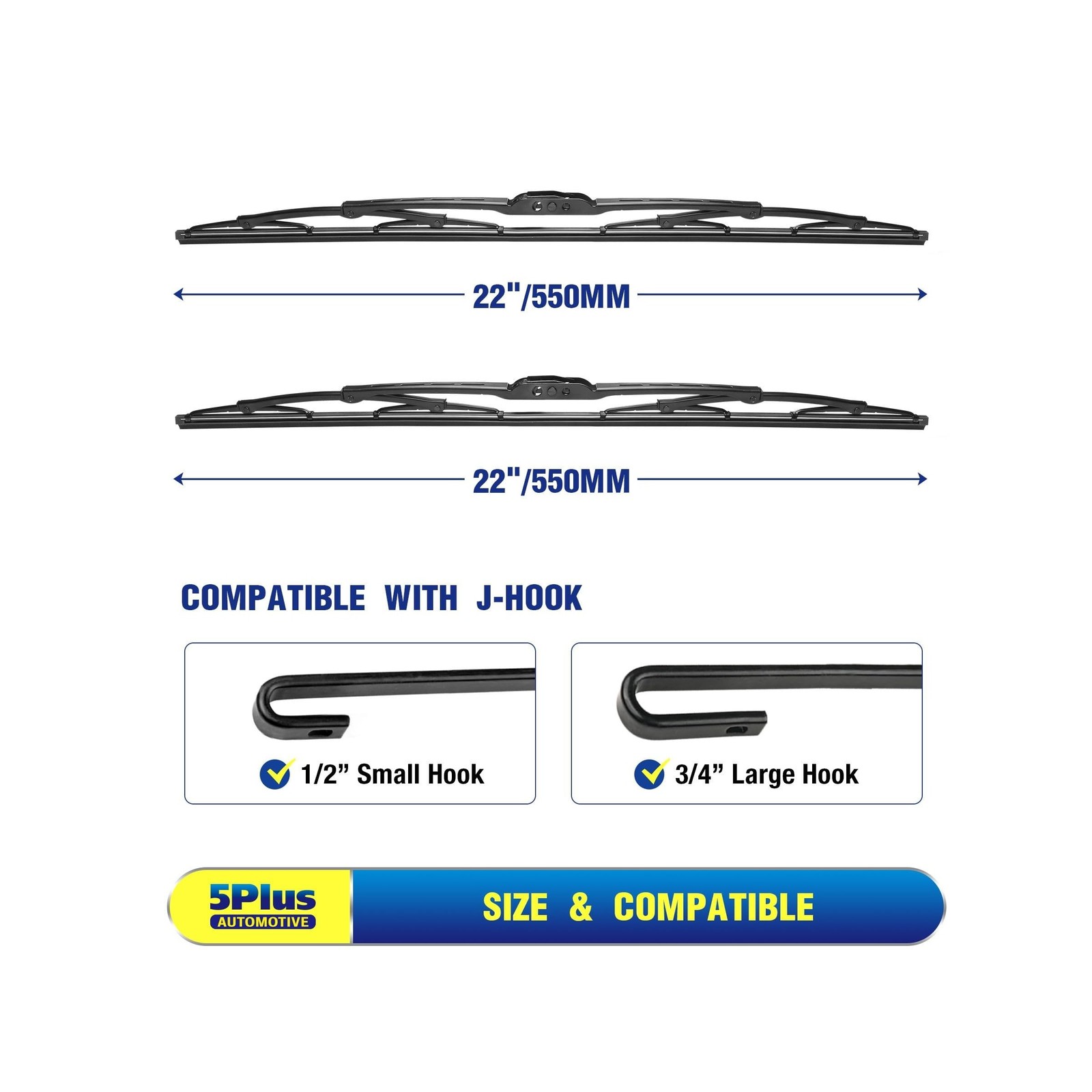 5 PLUS® 22″ Wiper Blades 2 Pack Replacement for Ford F150 F250 F350 F450 F5