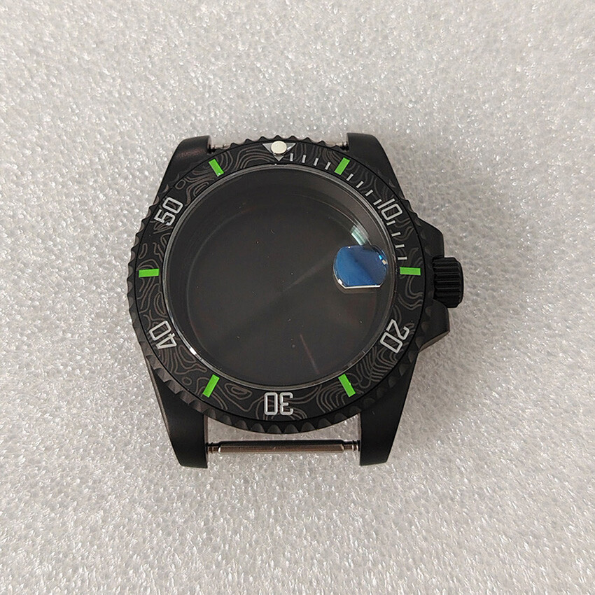 40MM SUB Black Frosted Watch Case Sapphire Glass Shell for NH35/NH36 Movement
