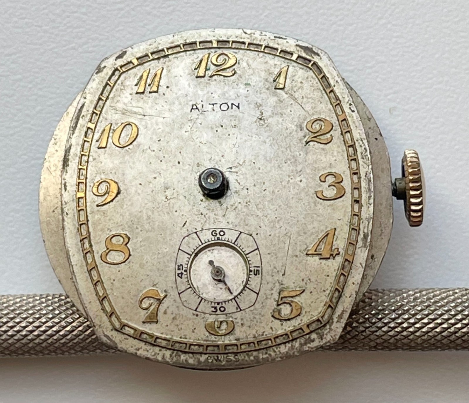 Vintage Alton Watch Co Swiss Movement 17 Jewels Sub Second Parts Repair