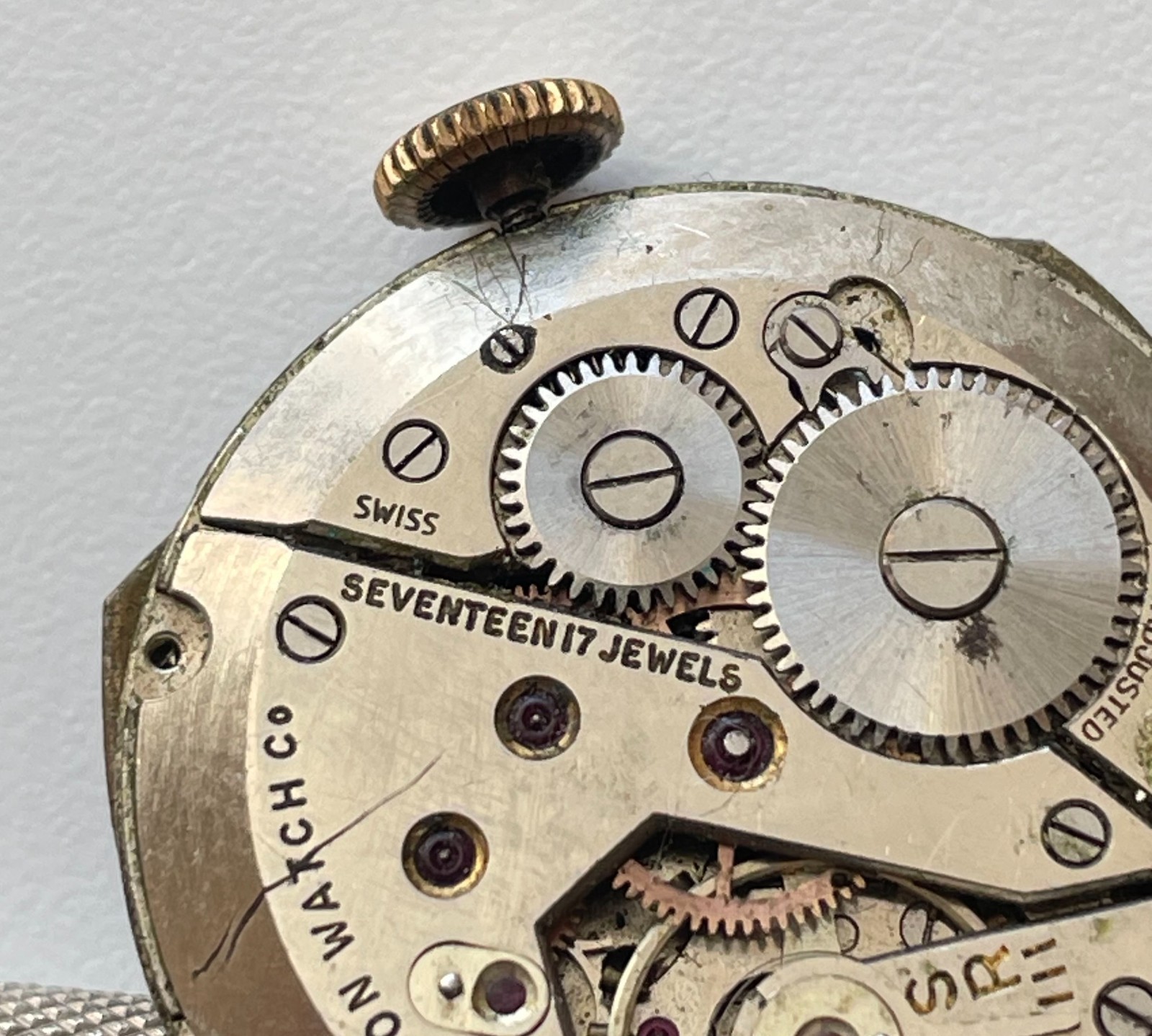 Vintage Alton Watch Co Swiss Movement 17 Jewels Sub Second Parts Repair