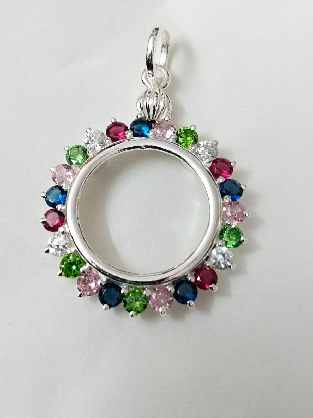 925 Sterling Silver Round CZ Bezel Pendant Handmade Blank Bezel