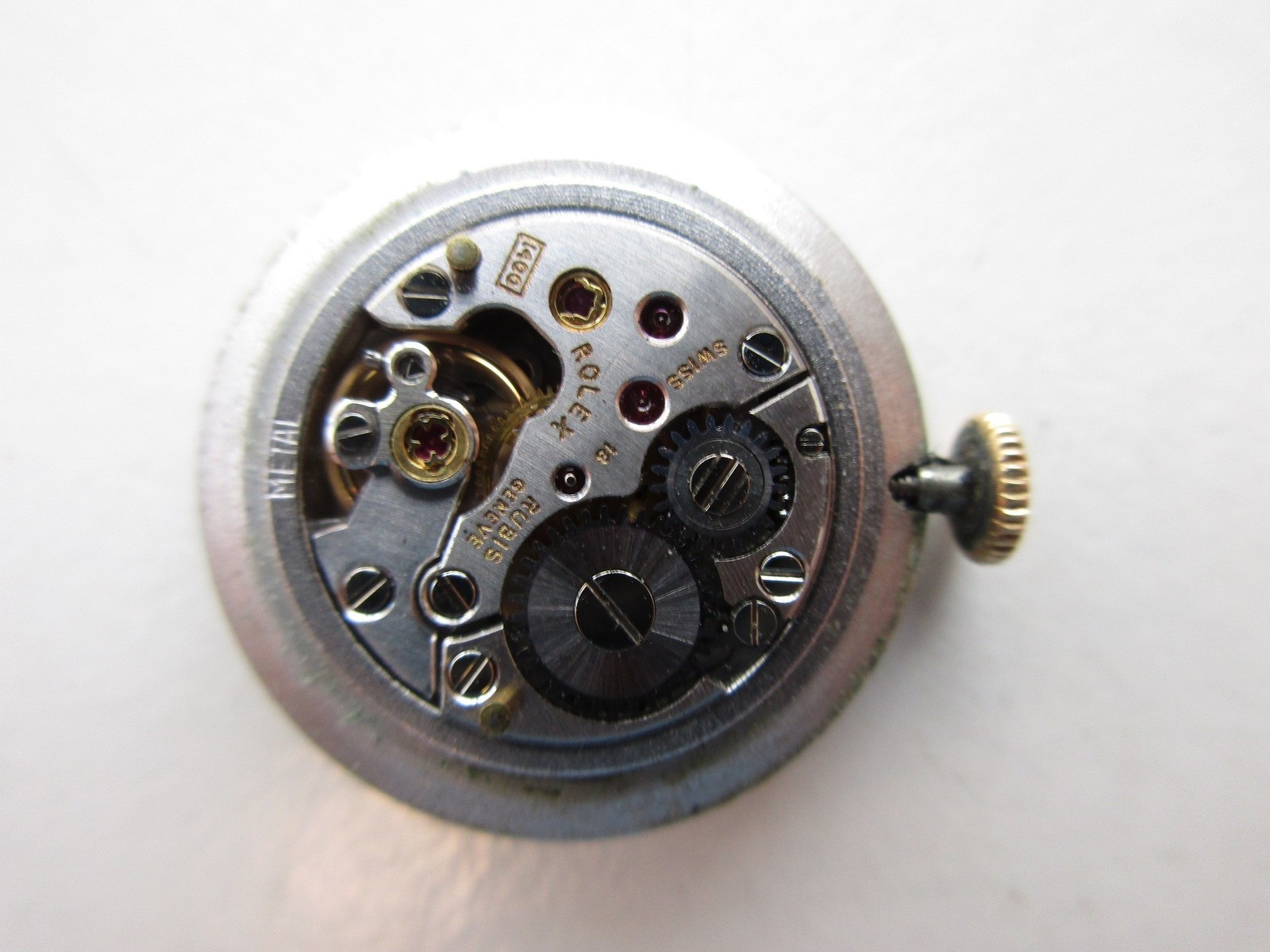 Rolex Precision cal. 1400 Swiss watch movement dial & signed crown – running