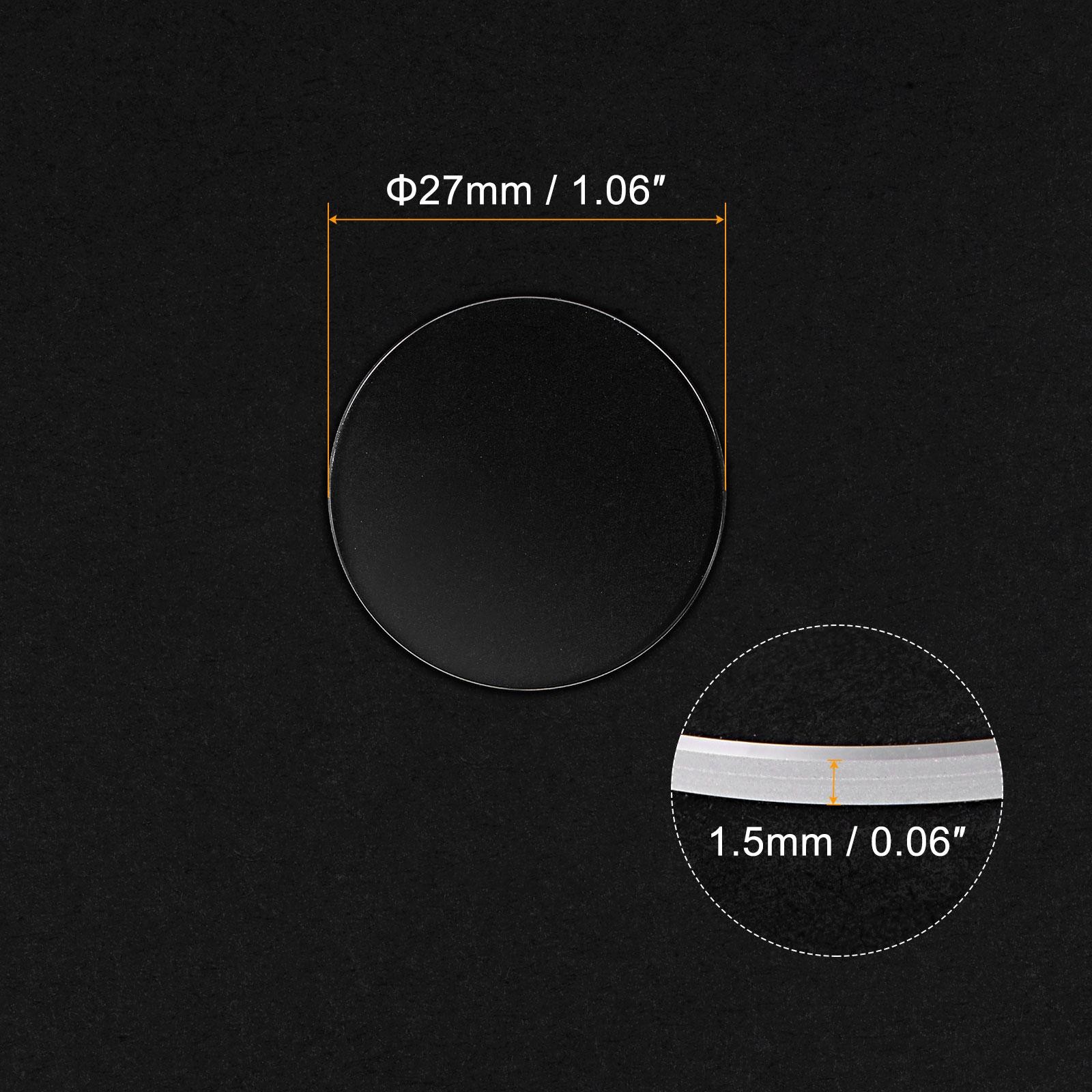 Glass Watch Round Flat Lens 27mm Dia 1.5mm Transparent Thickness