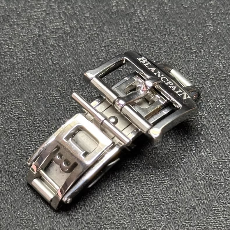 Blancpain Watch 15MM Steel Folding Clasp+Pin Buckle,Compatible with Moon Beauty