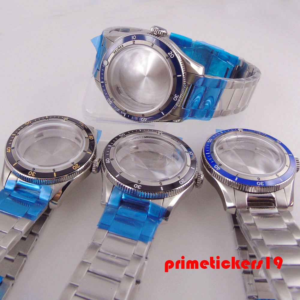 Double Domed Sapphire 40mm Dive Watch Case Bracelet Fit NH34 NH35 ETA2824 PT5000