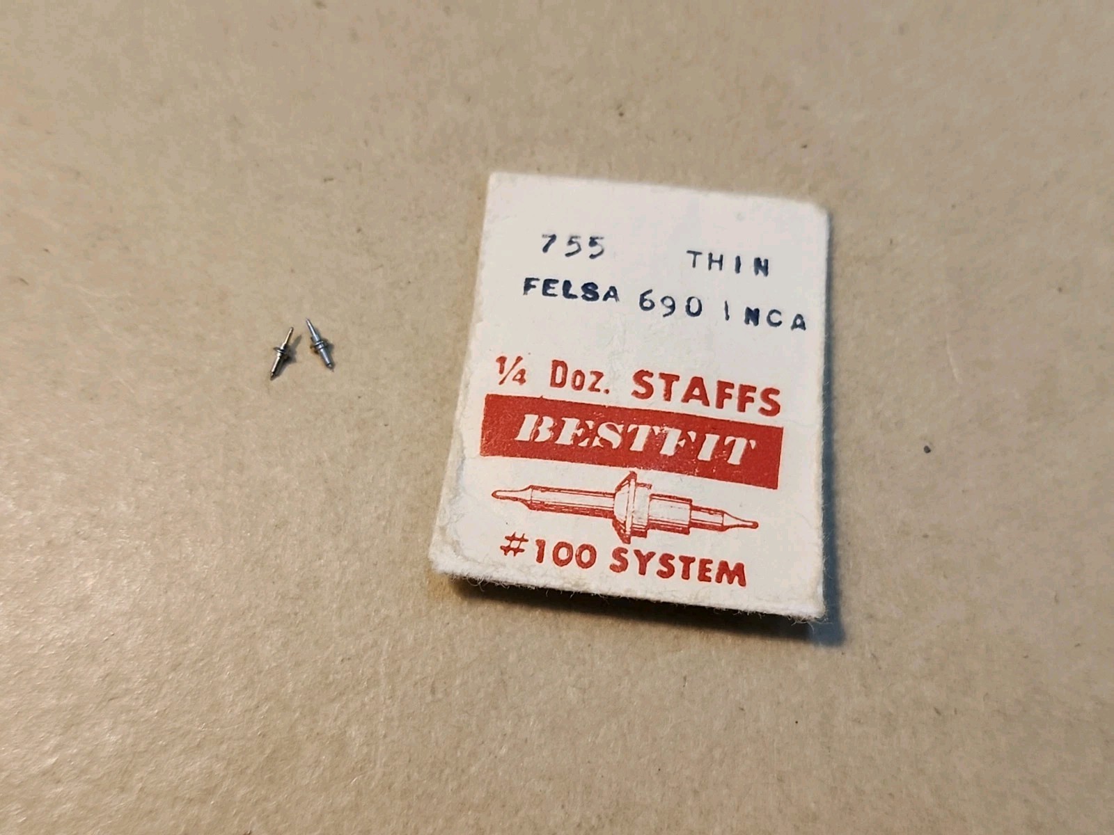 Lot Of 2 NOS Bestfit 755 Thin Inca Balance Staffs For Felsa 690 Parts Spares