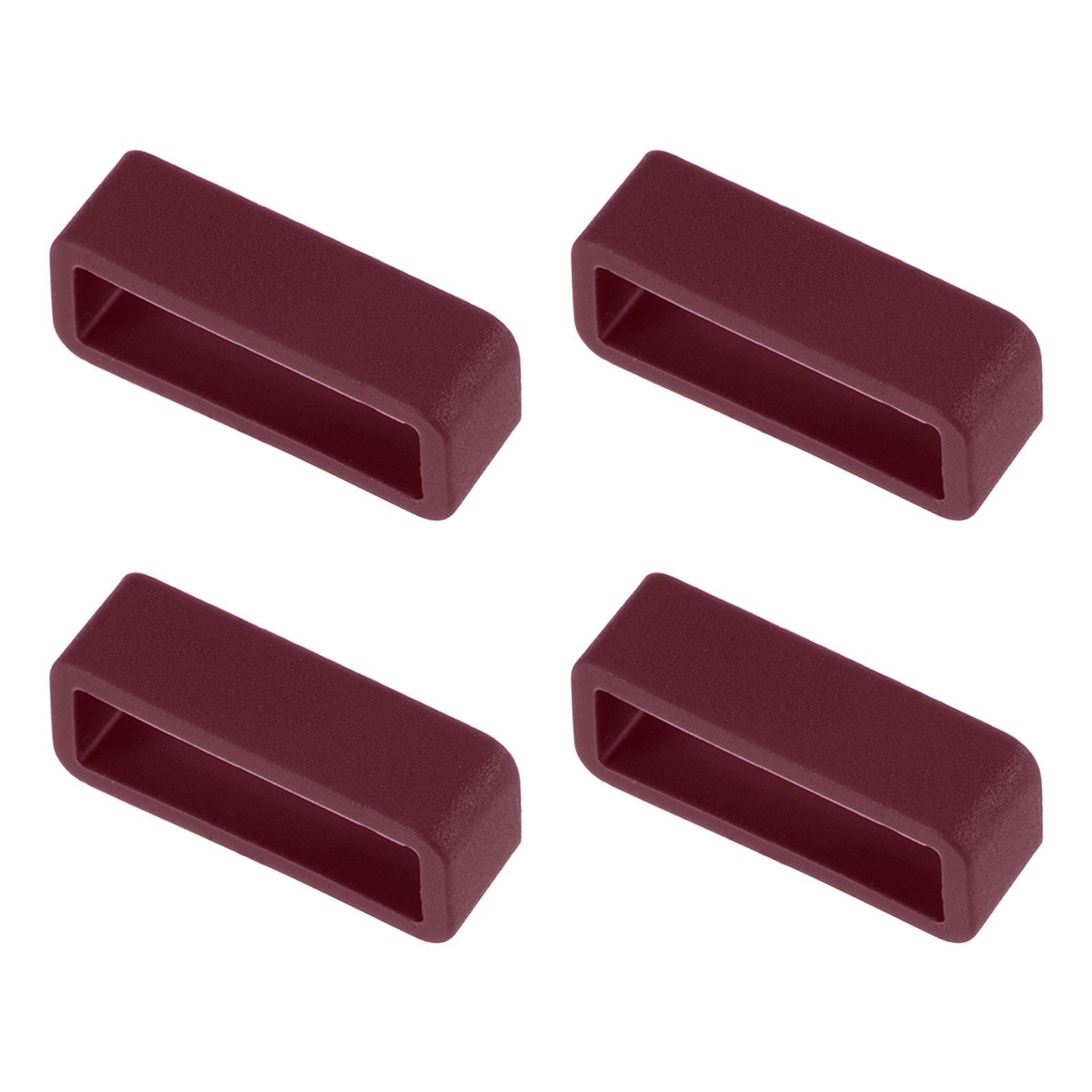 Watch Band Strap Loops Silicone for 20mm Width Watch Band, Wine Red 4 Pcs