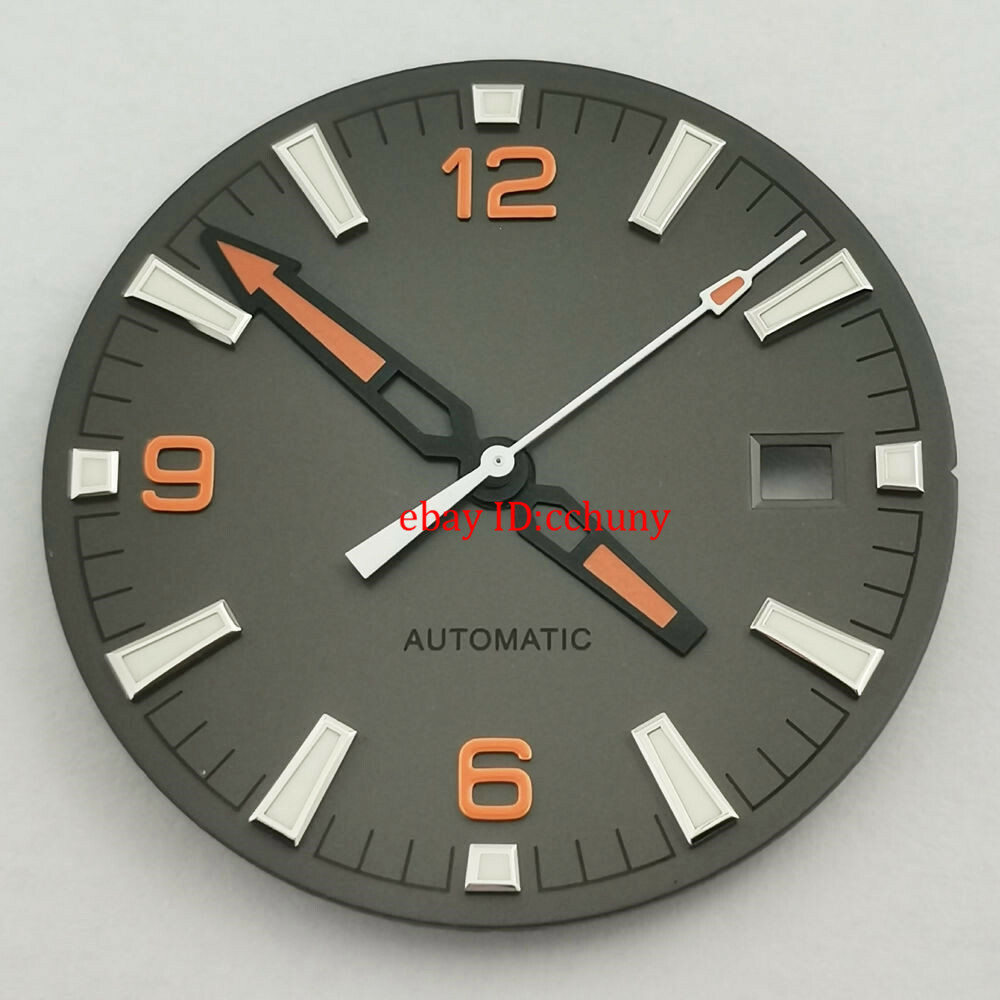 31mm Sterile Gray Watch Dial Orange Hands Fit Miyota 8215 821A DG2813 Movement