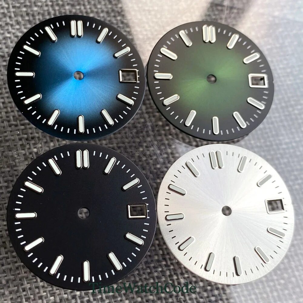 Sunburst Watch Dial Face for NH35 NH36 NH38 Movement Luminous Black Blue 29mm