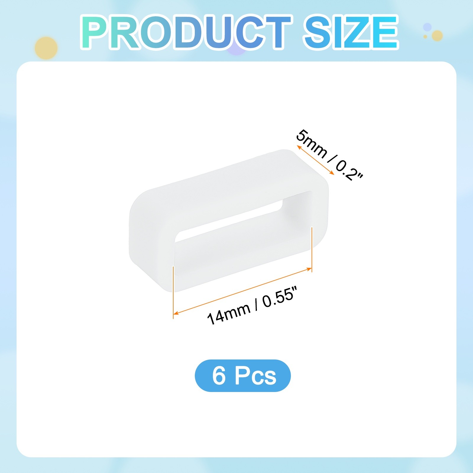 6pcs 14mm silicone watch band for transparent strap