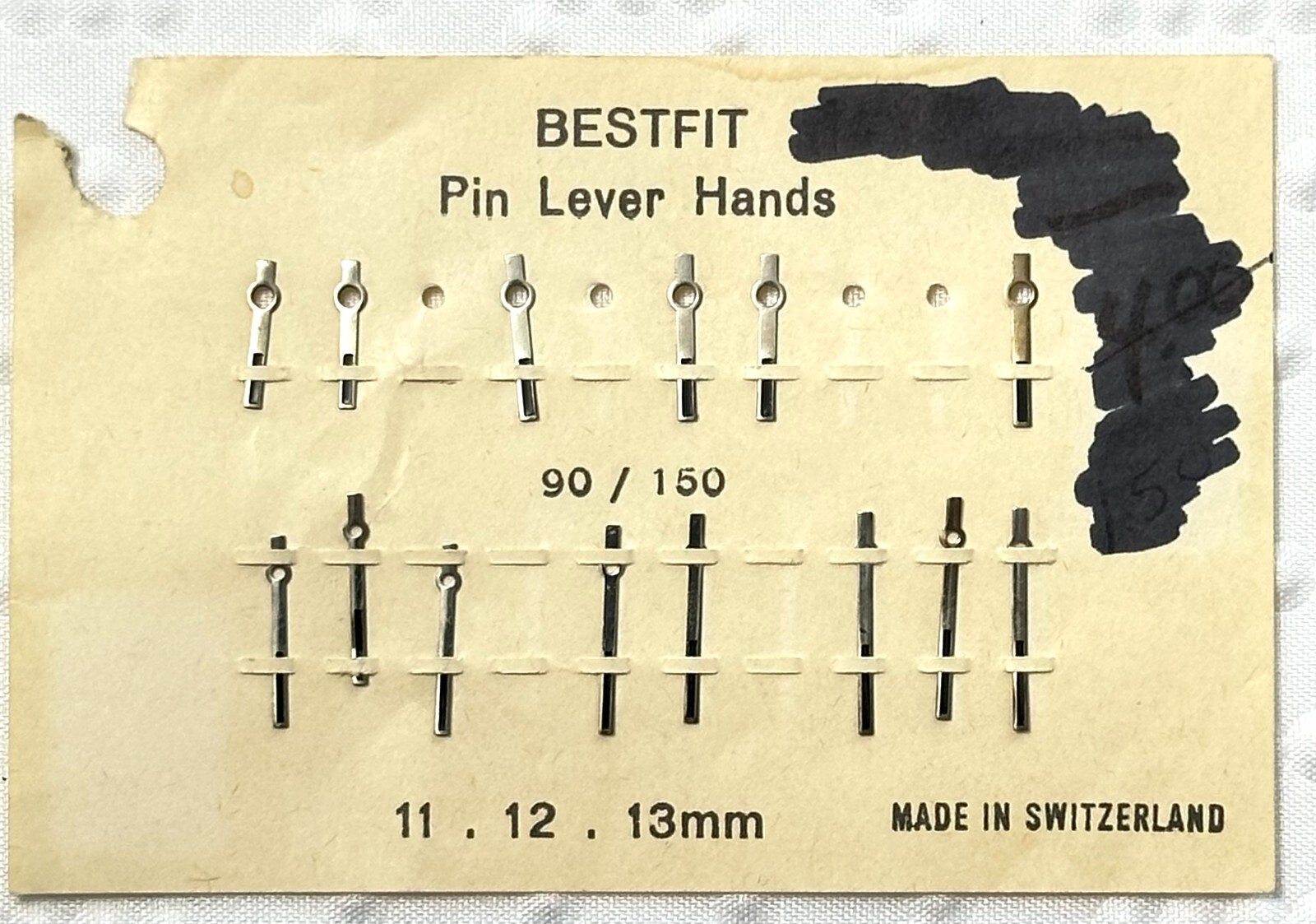 Swiss Bestfit Silver Pin Lever Watch Hands 11/12/13mm ASSEMBLAGE ART CRAFT LOT
