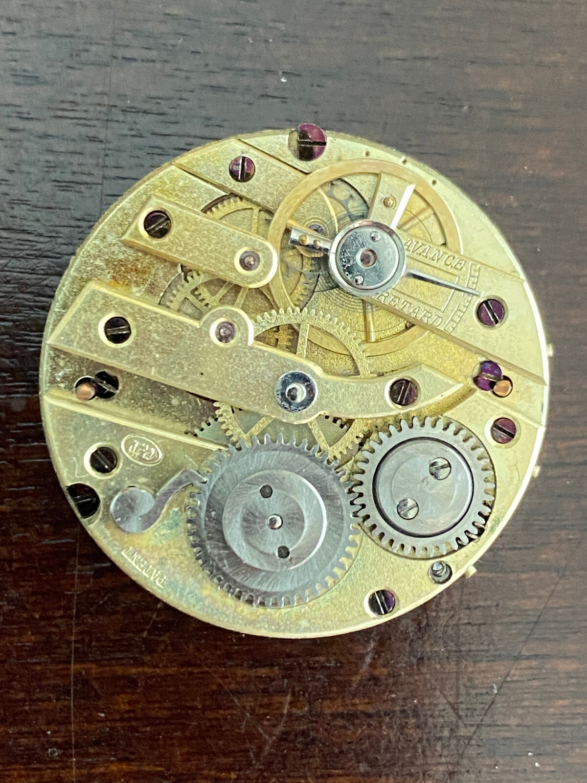 VINTAGE 29.4MM SWISS REVIEW G.T. POCKET WATCH MOVEMENT, RUNNING GOOD