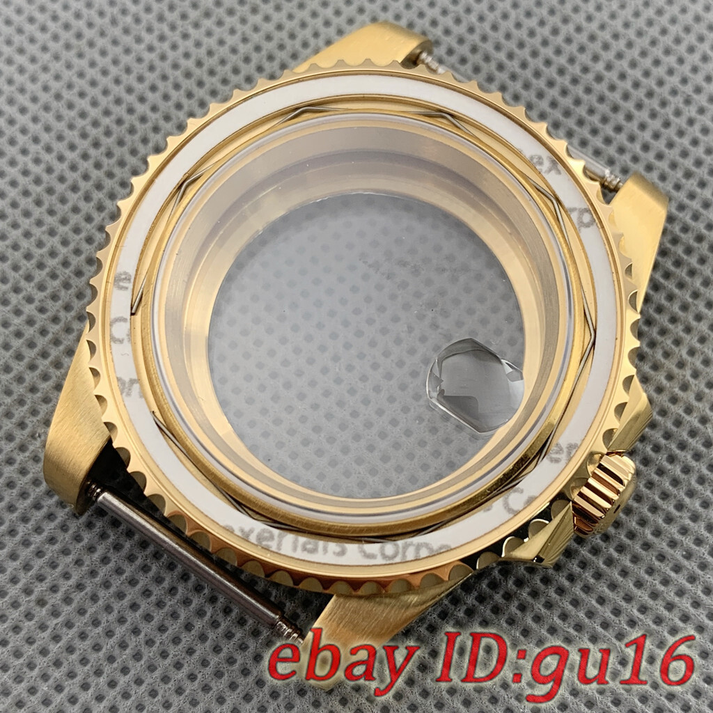 40mm Gold Watch Case sapphire glass Fit NH35 NH36 ETA 2824/2836 Miyota 8215 821A