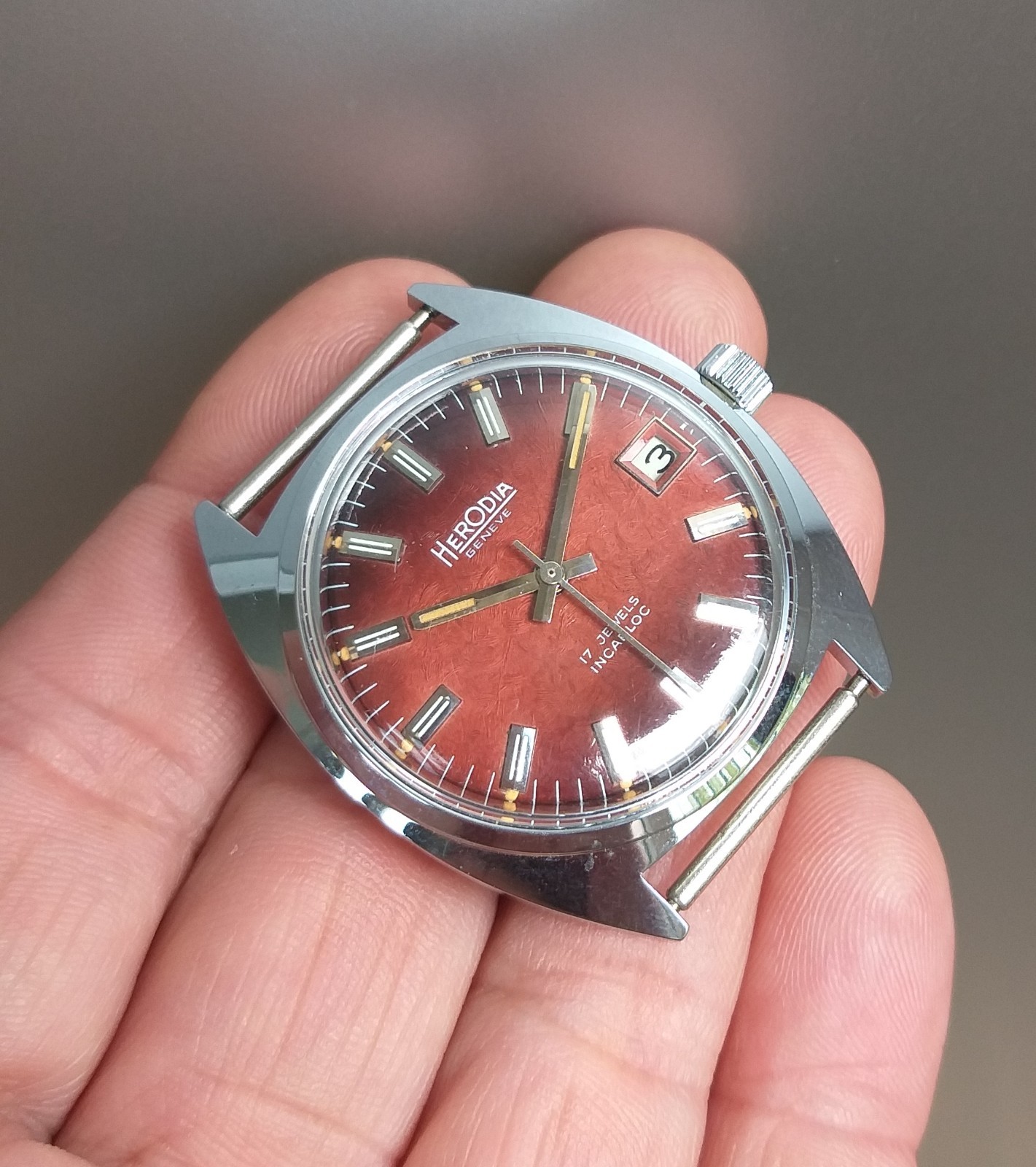Fontainemelon FHF 974 Swiss Case and Texture Dial 1970’s 35mm NOS Part