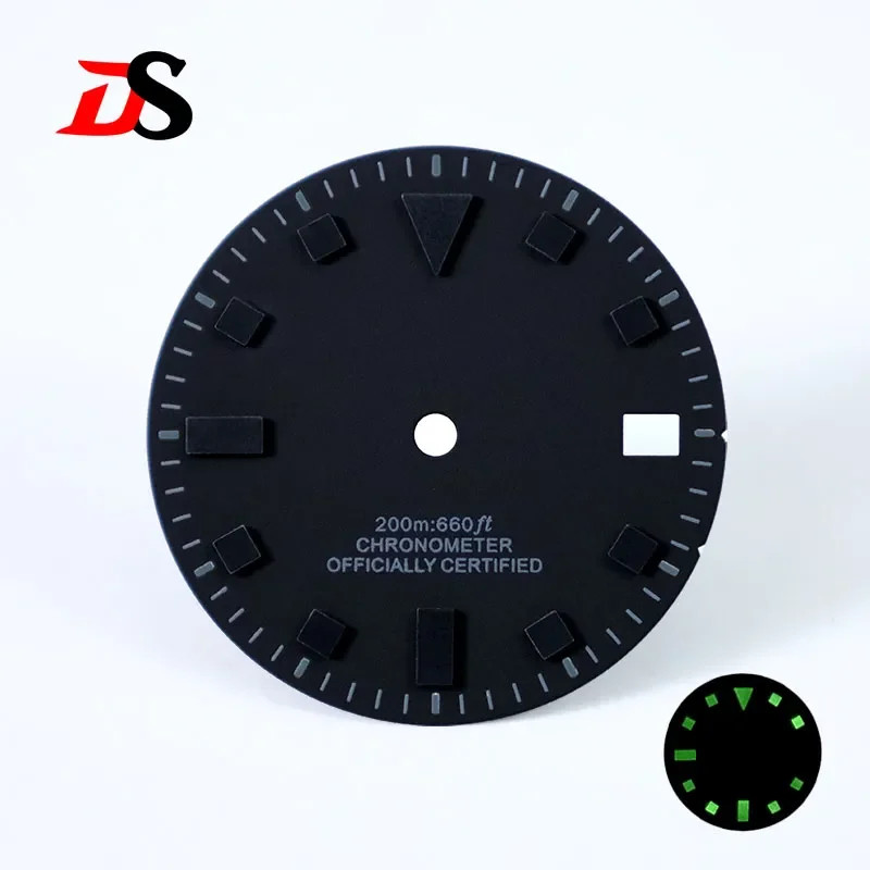 Retro Matte 28.5mm Dial Black White 50-layer Dark Green Lume NH35 Movement
