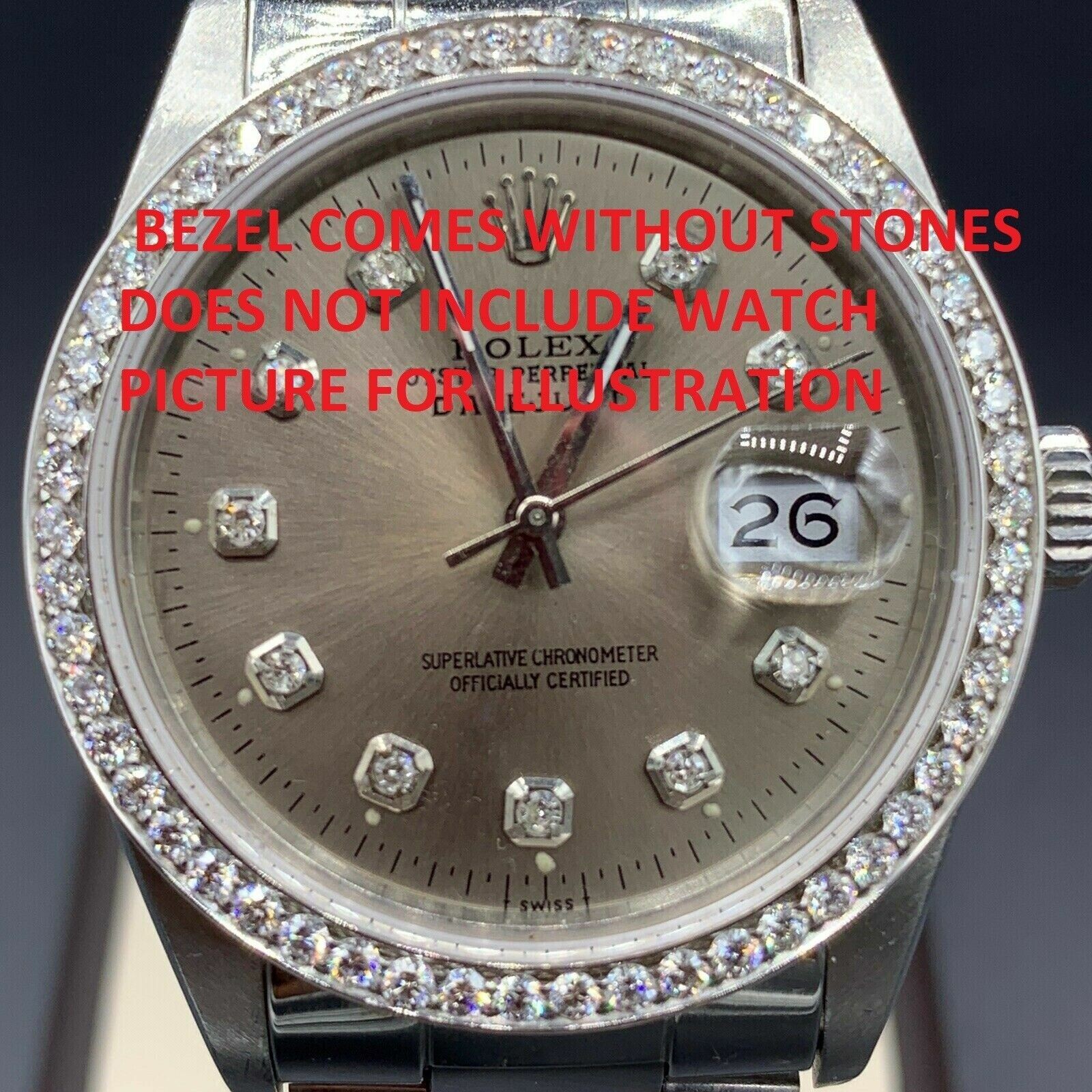 Silver Replacement Diamond Bezel For Rolex Datejust Day-Date 36mm 1803