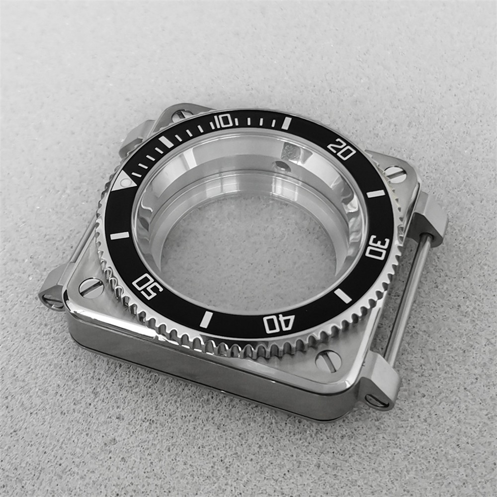 Square Watch Case Stainless Steel Sapphire Glass For NH35/NH36/4R/7S Movement