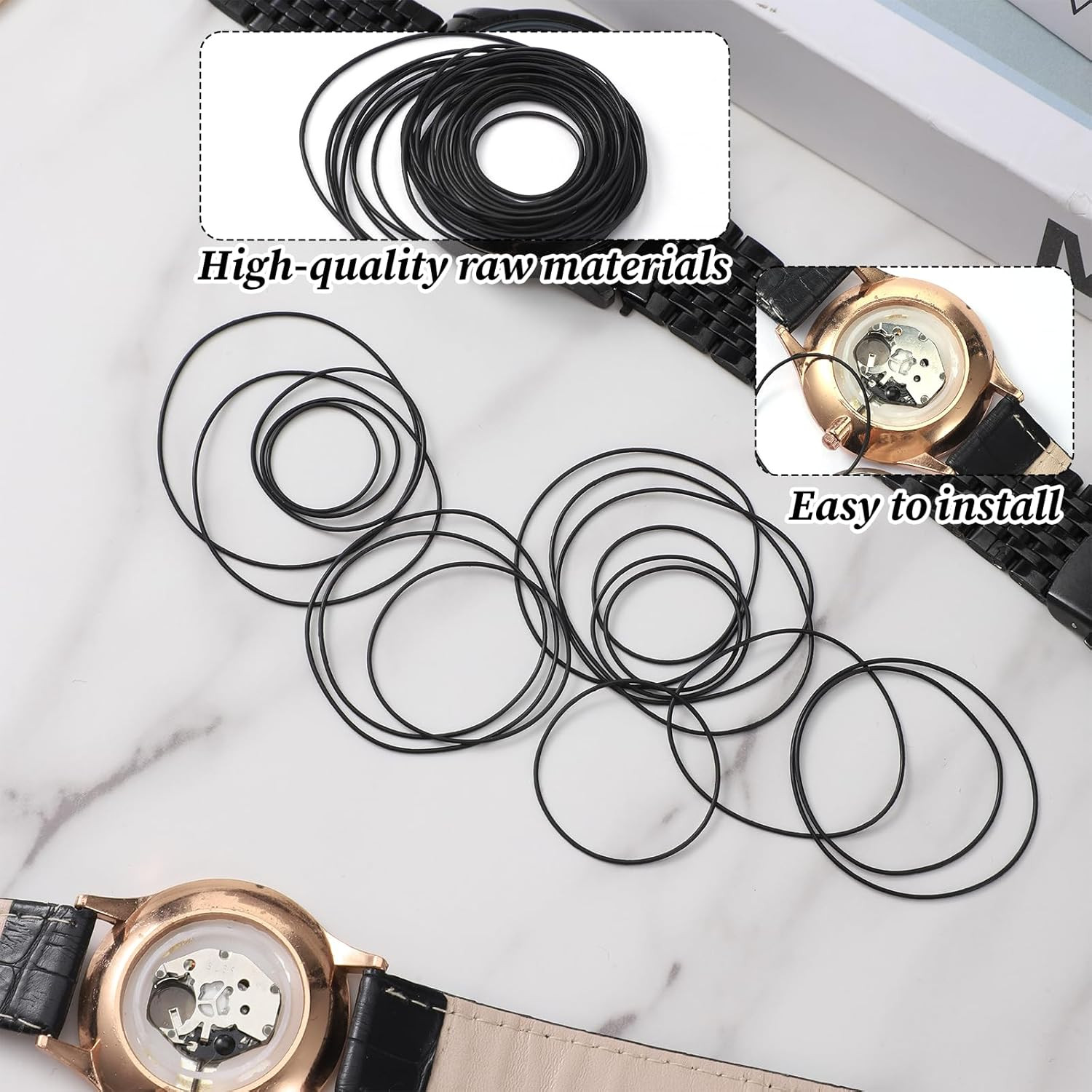 80Pcs O Ring Watch Gasket Set, 0.5/0.6/0.7/0.8 Mm Waterproof Rubber Watch Seal