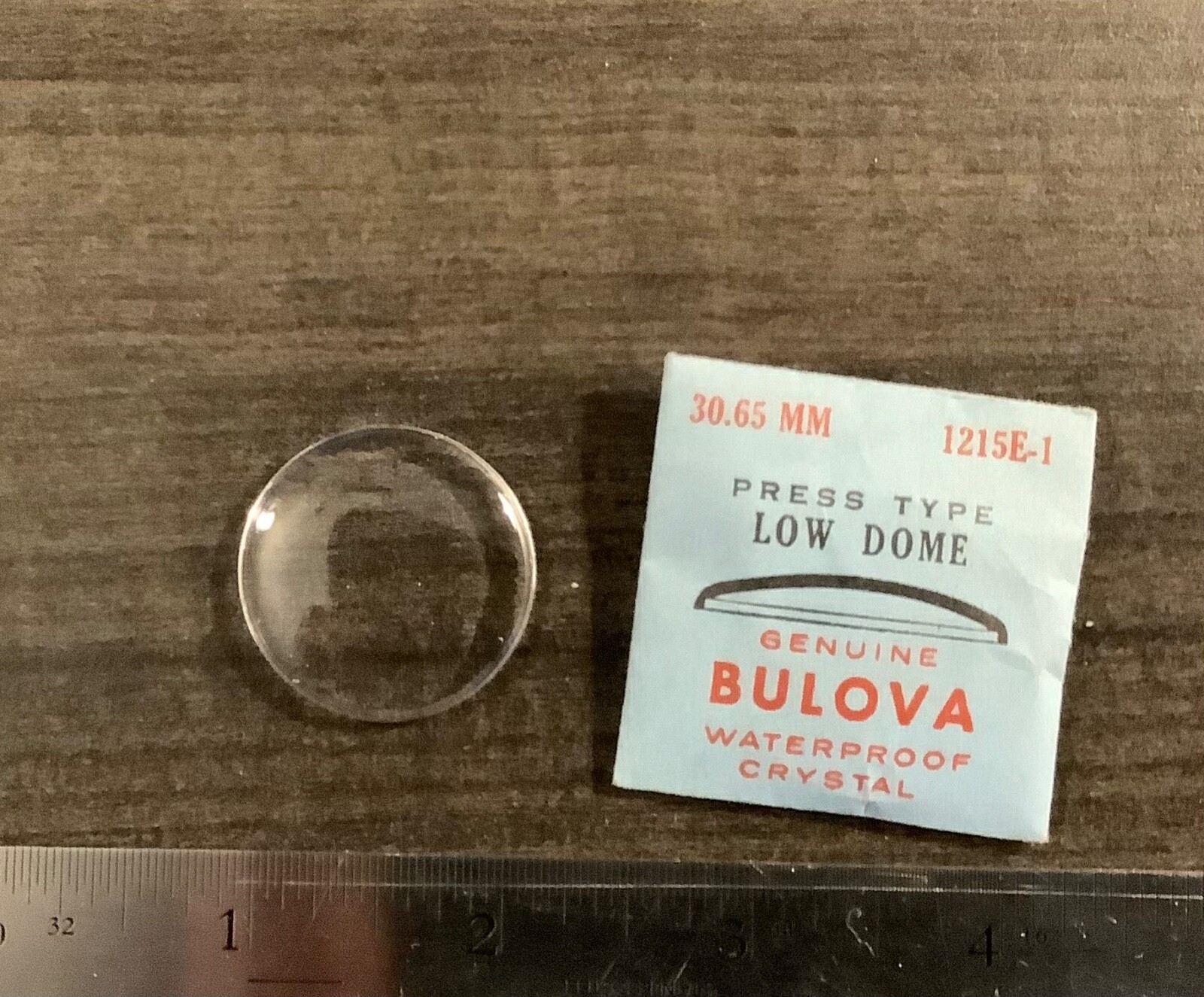 Bulova Press Type Dome Watch Crystal 30.65MM 1215E-1 NOS low dome waterproof